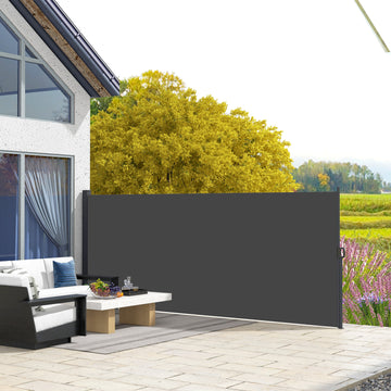 13' x 6' Retractable Side Awning, Outdoor Privacy Screen for Garden, Hot Tub, Balcony, Terrace, Pool, Black