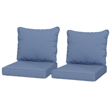 4-Piece Seat Cushion Pillows Replacement, Patio Chair Cushions Set with Back for Indoor Outdoor, Blue