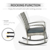 3 Pieces Patio Wicker Rocking Chair Set,  Outdoor PE Rattan Bistro Set Conversation Rocker Set with 2 Chairs 1 Coffee Table for Backyard, Deck, Poolside, Grey