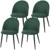 Modern Dining Chairs Set of 4, Upholstered Dining Room Chairs with Metal Legs, Shell Backrest, Padded Seat, Green