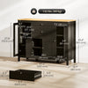 Buffet Cabinet Sideboard with 2 Drawers, 3 Storage Cabinets, Glass Doors and Adjustable Shelves, Dark