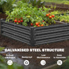 12 x 4 x 1ft Galvanized Raised Garden Bed, Reinforced Outdoor Planter Box with Open Bottom, Dark Grey