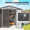 8' x 6' Outdoor Storage Shed, Metal Garden Shed with 2 Windows, 4 Vents, Lockable Doors and Gloves, Dark Grey