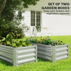 Galvanized Raised Garden Beds, Outdoor Planter Box, Set of 2, for Flowers, Herbs and Vegetables, Silver
