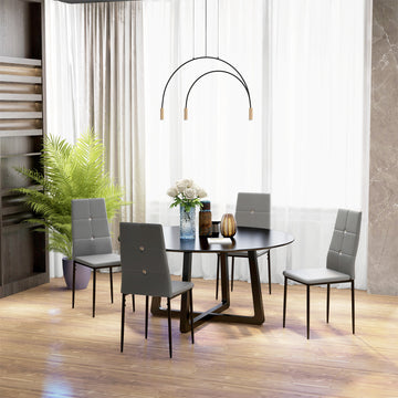 Set of 4 Modern Style Dining Chairs, Button Tufted High Back Side Chairs with Upholstered Seat, Steel Legs for Living Room, Kitchen, Study, Bedroom, Grey