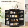Farmhouse Kitchen Pantry Storage Cabinet, Kitchen Pantry Cabinet with Doors and Adjustable Shelves, Black