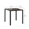 Square Kitchen Table for 2-4 People, Dining Table with Glass Top and Steel Legs for Dining Room, Black