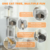 63 Inch Cat Tree with Sisal Scratching Posts, Condos, Plush Perches, Hammock, Ladder, Dangling Balls, Light Grey