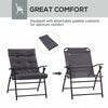 Set of 2 Outdoor Folding Chairs with Adjustable Backrest, Padded Camping Chairs for Outdoor Events, Grey