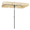 6.5x4ft Rectangle Patio Umbrella Aluminum Tilt Adjustable Garden Parasol Sun Shade Outdoor Canopy Beige