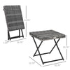 Rattan Coffee Table Folding Patio Outdoor Side Table Wicker for Balcony, Porch, Poolside, 15.75