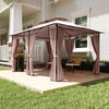 10' x 13' Patio Gazebo, Outdoor 2-Tiers Garden Canopy Yard Sunshade Shelter with Curtains