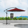 9.7ft Offset Patio Umbrella Garden Hanging Parasol Banana Cantilever Umbrella with Base, Crank, Wine Red