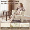 Upholstered Armchair, Sherpa Accent Chair with Lumbar Pillow, Padded Armrests and Thick Cushion, Cream White