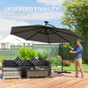 11.3 ft Cantilever Patio Umbrella with Light, Cover, Aluminium UPF50+ Offset Outdoor Umbrella Parasol, Dark Grey