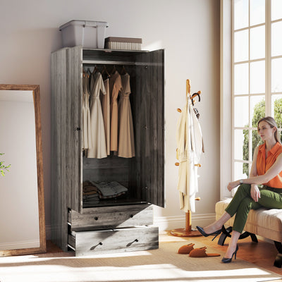 Armoire Wardrobe Closet with 2 Drawers, 71