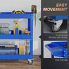 3 Tier Rolling Tool Cart with Wheels, 330 LBS Capacity Heavy Duty Utility Cart, Mobile Service Cart for Garage, Blue