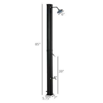 7ft Outdoor Solar Heated Shower with 360 Rotating Shower Head, Foot Shower Faucet, Temperature and Pressure Adjustable