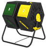 Rotating Composter, Dual Chamber Compost Bin with 24 Vents and Steel Legs, 34.5 Gallon, Yellow and Green