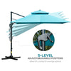 10' x 10' Cantilever Patio Umbrella, Double Top Square Offset Umbrella with 360° Rotation, 5 Adjustable Tilt Angles, Umbrella Cover, Aluminum Pole and Ribs, Light Blue