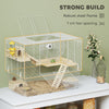 Hamster Cage with Deep Bottom, Wooden Ramp, Hut, Bathroom and Exercise Wheel for Hamster and Gerbil, White