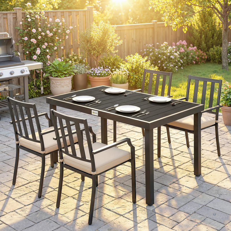 Aluminum Outdoor Dining Table for 6, Patio Rectangular Table, 47.2