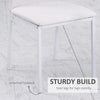 Modern Dining Chairs Set of 4, Upholstered Faux Leather Kitchen Chairs with Rhombic Tufting and Metal Legs for Living Room, White