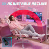 Cute Gaming Chair with Cat Ears, Gamer Computer Chair with Lumbar Support, Footrest, Headrest, Faux Leather, Pink