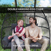 Double Wicker Egg Swing Chair with Stand, Foldable Hanging Egg Chair with UV Resistant Cushion, Headrest, Dark Grey