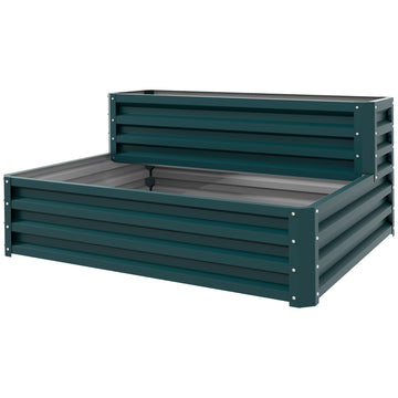 2 Tier Galvanized Raised Garden Bed, Steel Planter Box for Vegetables, Flowers, Herbs, 47