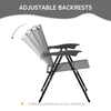 Folding Outdoor Bistro Set, Patio Table and Chairs with Reclining Backrest and Round Dining Table, Grey