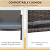 3 Pieces Patio Bar Set Wicker Garden Bistro Set Outdoor Furniture PE Rattan Table and Stools with Seat Cushion, Grey