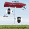 6.5x4ft Rectangle Patio Umbrella Aluminum Tilt Adjustable Garden Parasol Sun Shade Outdoor Canopy Red