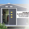 11' x 13'Garden Storage Shed w/ Foundation Kit Metal Tool Storage House w/ Double Doors, Grey