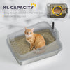 Cat Litter Box Stainless Steel with Metal Litter Scoop, Never Absorbs Odors, Anti Leakage, 24