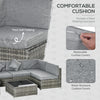 7pc Garden Wicker Sectional Set with Tea Table Patio Rattan Lounge Sofa Outdoor Deck Furniture Light Grey