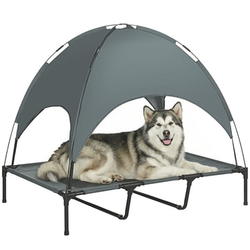 Elevated Dog Bed with Canopy, Portable Raised Dog Cot for XL Sized Dogs, Indoor & Outdoor, 48