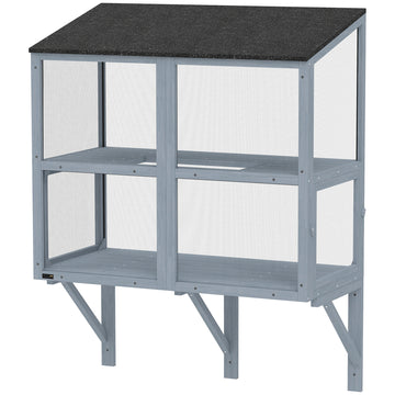 Catio Outdoor Cat Enclosure Wall-Mounted 2-Level Outdoor Cat House with Waterproof Roof 39.4