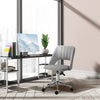 Mid Back Office Chair Velvet Fabric Swivel Scallop Shape Computer Desk Chair, Grey