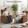 Corduroy Home Theater Seating, Push Back Recliner Chair with Padded Seat for Living Room, Brown