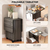 Foldable Dining Table, Rolling Kitchen Table with Storage Drawers and Cabinet, Drop Leaf Table on Wheels, Grey