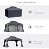 13' x 10' Patio Gazebo, Double Roof Outdoor Gazebo Canopy Shelter with Netting & Curtains, Strong Aluminum Frame