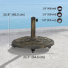 Round Patio Umbrella Base with Wheels, 44 lbs Resin Umbrella Stand Base, 1.3