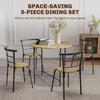 5 Piece Dining Table Set, Space Saving Round Dining Set for 4 with Metal Frame for Small Spaces, Natural