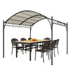 10' x 10' Outdoor Pergola with UV30+ Canopy Galvanized Steel Frame Sun Shade with Arched Top, Cream White