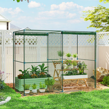 8' x 4' Crop Cage, Plant Protection Tent with Zippered Doors for Vegetable Garden, Backyard, Green