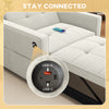 Convertible Chair Bed, Pull Out Sleeper Chair with USB, Adjustable Backrest, Small Velvet Futon Sofa Bed, Cream White
