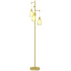 Industrial Floor Lamp with 3 Hanging Wire Lampshades, Dimmable Standing Lamp for Living Room, Gold