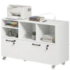 File Cabinet, 2 Drawer Mobile Lateral Filing Cabinet Printer Stand with Lock, Charging Station, Hanging Bars, White