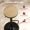 Wood Barstools Set of 2, Swivel Bar Stools with Adjustable Height for Kitchen Counter, Natural Wood and Black